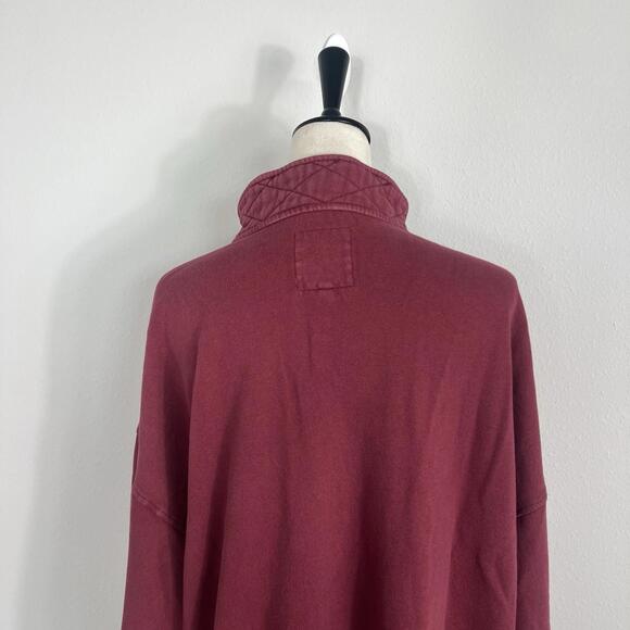 Aerie Oh Snap Henley Pullover Maroon Oversized Sweatshirt Thermal Size Large - Picture 6 of 7